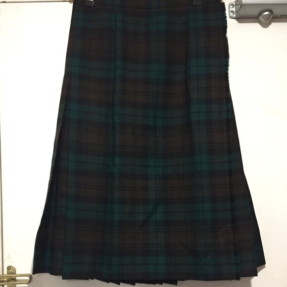 WOOL VINTAGE PLAID PLEATED KILT SKIRTS SIZE 14 - Picture 5 of 7